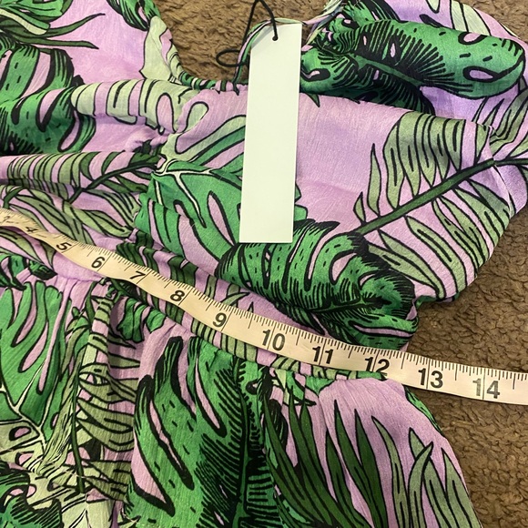 NSR Green Purple Floral Maxi Dress Tiered Layered Ruffles Sleeveless S NEW - Picture 11 of 11